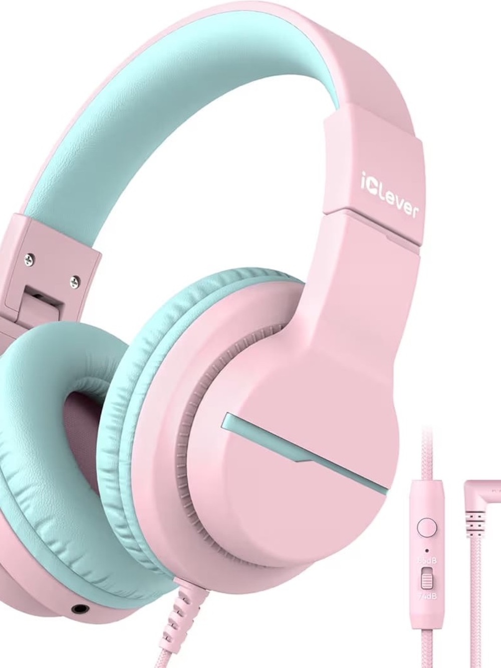 Pink and Mint Over-Ear Headphones — Wired Comfort